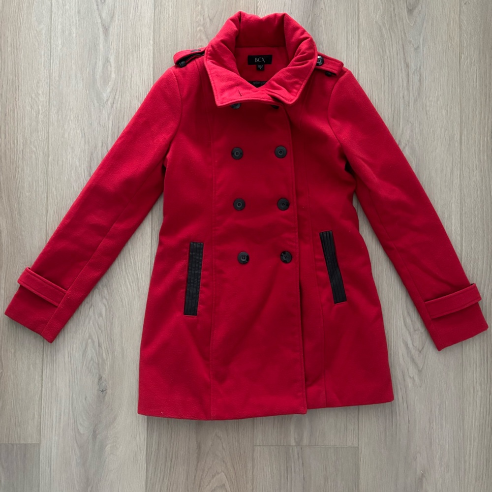 Red Long Pea Coat BCX Small